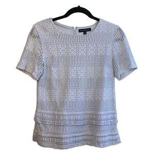 Banana Republic Lavender Eyelet Lace Short Sleeve Top XS